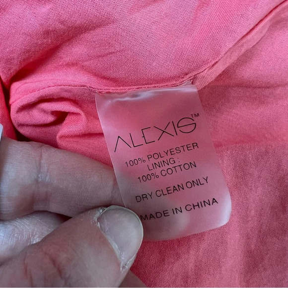 Alexis Floral Print Dress Orange Pink Tie Bow Size M - Picture 8 of 8